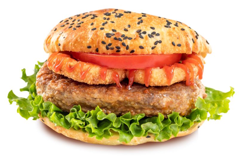 多汁牛肉中国汉堡